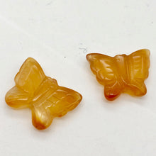 Load image into Gallery viewer, 2 Fluttering Carved Carnelian Butterfly Beads | 15x19x5mm-19x21x5mm | Orange