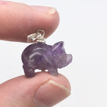 Load image into Gallery viewer, Piggie! Hand Carved Purple Amethyst Pig and Sterling Silver Pendant 509274DAMS - PremiumBead Alternate Image 4