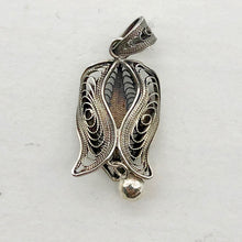Load image into Gallery viewer, Hand Made Silver Filigree Bell Flower Pendant 5795