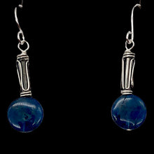 Load image into Gallery viewer, Dazzle Blue Apatite 10mm Coin Sterling Silver Earrings | 1 1/2 Inch Drop |