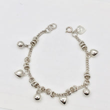 Load image into Gallery viewer, Love! Hearts & Bells Sterling Silver Charm Bracelet 6 3/4 inch Length - PremiumBead Primary Image 1