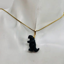 Load image into Gallery viewer, Blue Goldstone T- Rex Pendant Necklace | Semi Precious Stone Jewelry | 14kgf |