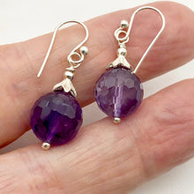 Load image into Gallery viewer, Faceted 10mm Amethyst and Sterling Earrings 309385