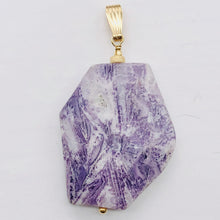 Load image into Gallery viewer, Purple Flower Sodalite 14K Gold Filled Pendant | Purple/White | 2" Long |
