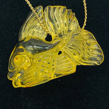 Load image into Gallery viewer, Amber Beautifully Carved Fish | 37x30x8 mm | Yellow | 1 Pendant Figurine |