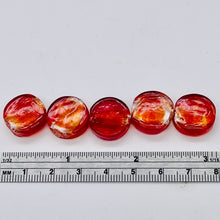 Load image into Gallery viewer, 5 Focal Flame Red Lampwork Glass Silver Foil Beads 8642