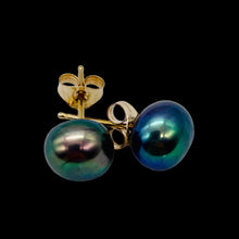 Load image into Gallery viewer, South Sea Black Pearl 14K Stud Earrings | 1/4 inch | Gold | 1 Pair |