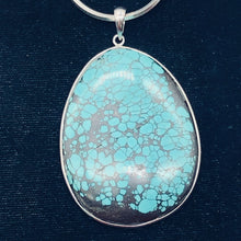Load image into Gallery viewer, Natural Turquoise 86ct Sterling Silver Oval Pendant 2 1/4x1 1/2" Blue/Black|1|