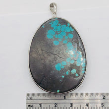 Load image into Gallery viewer, Natural Turquoise 86ct Sterling Silver Oval Pendant 2 1/4x1 1/2" Blue/Black|1|