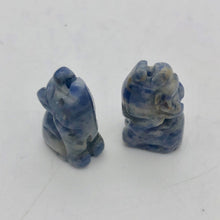 Load image into Gallery viewer, Howling New Moon 2 Carved Sodalite Wolf / Coyote Beads | 21x11x8mm | Blue white - PremiumBead Alternate Image 7