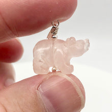 Load image into Gallery viewer, Roar! Hand Carved Natural Rose Quartz Bear Silver Pendant | 13x18x7mm (Bear), 5.5mm (Bail Opening), 1.5" (Long) | Pink - PremiumBead Alternate Image 3