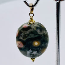 Load image into Gallery viewer, Ocean Jasper 14K Gold Filled Oval Pendant| 1 3/4" Long | Green/White | 1 Pendant