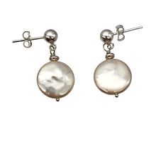 Load image into Gallery viewer, Natural Peach Coin FW Pearl Post Earrings | 1" Long | Peach | 1 Pair |