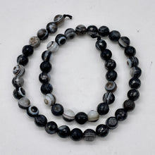 Load image into Gallery viewer, Black and White Sardonyx Faceted 7.5mm Round "Eye" Bead Strand 110275