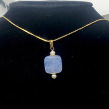 Load image into Gallery viewer, Blue Chalcedony 14K Gold Filled Drop Pendant | 1 3/8" Long |