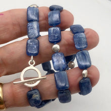 Load image into Gallery viewer, Kyanite and Sterling Silver Rectangle Bead Necklace | 20 inch | Blue and Silver|