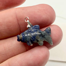 Load image into Gallery viewer, Sodalite Fish Koi Solid Sterling Silver Pendant! Swimmin' 509265Sds - PremiumBead Alternate Image 8
