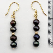 Load image into Gallery viewer, Dramatic Rainbow Red Cocoa Freshwater Pearl 14Kgf Earrings | 1 5/8" Long |