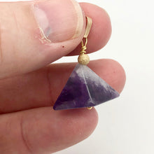 Load image into Gallery viewer, Amethyst Pyramid Pendant Necklace | Semi Precious Stone Jewelry | 14k Pendant - PremiumBead Alternate Image 3