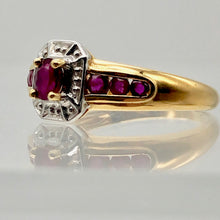 Load image into Gallery viewer, Seven Stone Natural Red Ruby in Solid 14Kt Yellow Gold Ring Size 6.5