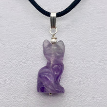 Load image into Gallery viewer, Adorable! Amethyst Cat Sterling Silver Pendant