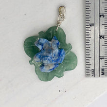 Load image into Gallery viewer, Ribbit Lapis Frog On Aventurine Lily Pad Sterling Silver Pendant | 1 1/4" Long |