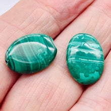 Load image into Gallery viewer, Natural Malachite Oval Coin Beads | Green | 18x13x4mm | 2 Beads |