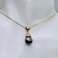 Load image into Gallery viewer, South Sea Pearl 14K Gold Drop Pendant | 1" Long | Gray | 1 Pendant |