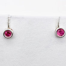 Load image into Gallery viewer, July Birthstone! Round 5mm Created Red Ruby & 925 Sterling Silver Stud Earrings - PremiumBead Alternate Image 8