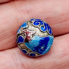 Load image into Gallery viewer, Crane Bird 1 Silver Cloisonne 16mm Round Bead 10591