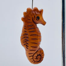 Load image into Gallery viewer, Carved Adorable Seahorse Boxwood Ojime/Netsuke Bead