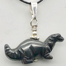 Load image into Gallery viewer, Hematite Diplodocus Dinosaur with Sterling Silver Pendant 509259HMS | 25x11.5x7.5mm (Diplodocus), 5.5mm (Bail Opening), 7/8" (Long) | Grey - PremiumBead Primary Image 1