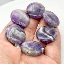 Load image into Gallery viewer, Chevron Amethyst Round Coin Stone | 30x7mm | Purple White | 6 Bead(s)