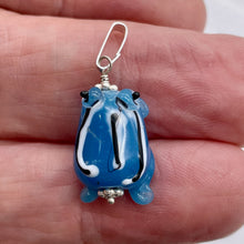 Load image into Gallery viewer, Lampwork Frog Sterling Silver Frog | 1" Long | Sky Blue | 1 Pendant |