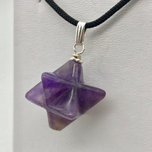 Load image into Gallery viewer, Kabbalah Carved Amethyst Merkaba Star and Sterling Silver Pendant 509288AMS - PremiumBead Alternate Image 2
