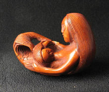 Load image into Gallery viewer, La Leche Carved Boxwood Nursing Mermaid Ojime/Netsuke Bead - PremiumBead Primary Image 1