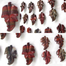 Load image into Gallery viewer, Hand Carved Brecciated Jasper 54x36x6mm to 55x39x8mm Leaf Bead Strand 109416 - PremiumBead Primary Image 1
