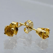 Load image into Gallery viewer, Citrine 14K Yellow Gold Stud Round Earrings | 4mm | Yellow | 1 Pair |