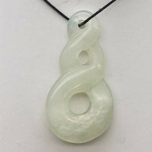 Load image into Gallery viewer, Carved Light Green Serpentine Infinity Pendant with Simple Black Cord 10821R - PremiumBead Primary Image 1