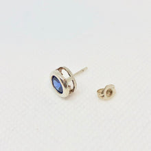 Load image into Gallery viewer, September! 7mm Lab Sapphire & Sterling Silver Earrings 9780Ib - PremiumBead Alternate Image 4
