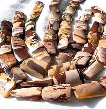 Load image into Gallery viewer, 3 (Three) Beads of Zebra Jasper Carved Twist Rectangle Focal Beads 8903