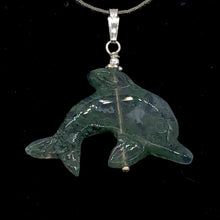 Load image into Gallery viewer, Moss Agate Dolphin Sterling Silver Pendant | 1 1/2" Long | Green | 1 Pendant |