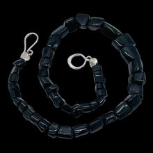 Load image into Gallery viewer, Black Tourmaline Carved Nugget Sterling Silver Necklace | | 18 inch | Black | 1 |