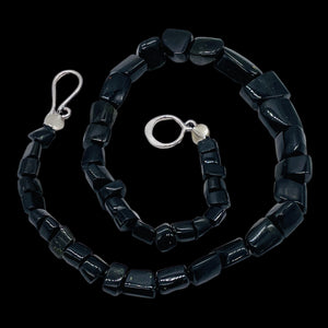 Black Tourmaline Carved Nugget Sterling Silver Necklace | | 18 inch | Black | 1 |