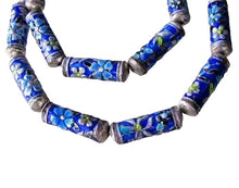 Load image into Gallery viewer, Flowers 2 Enameled Beads 20mm Tube Beads 10517