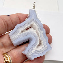 Load image into Gallery viewer, 147cts Blue Chalcedony Druzy Dream Bead Sterling Silver Pendant | 3"Long |