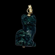 Load image into Gallery viewer, Adorable! Kambaba Jasper Carved Sitting Cat 14K Gold Filled Pendant
