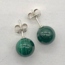 Load image into Gallery viewer, Malachite 8mm Sterling Silver Stud Ball Earrings | 8mm | Green | 1 Earrings
