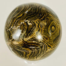Load image into Gallery viewer, Stromatolite Scry Crystal Round Meditation Sphere | 50mm | Bronze/Black | 1 |