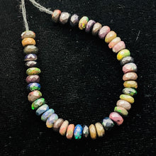 Load image into Gallery viewer, Opal Faceted Red Fire Roundel 4 1/4" Bead Strand | 4.5 mm | Black/Red | 39 Bead|
